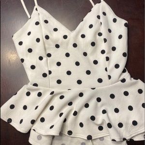 Polka dot peplum top